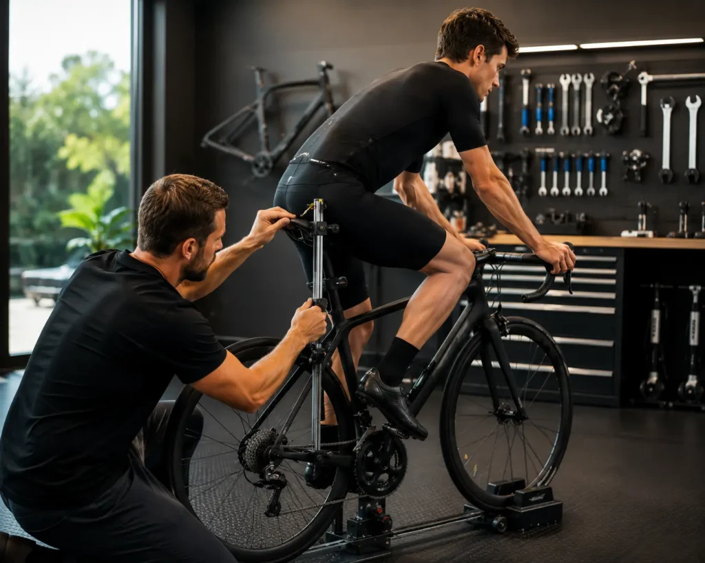 Bike fit and workshop area at Endurance Lab